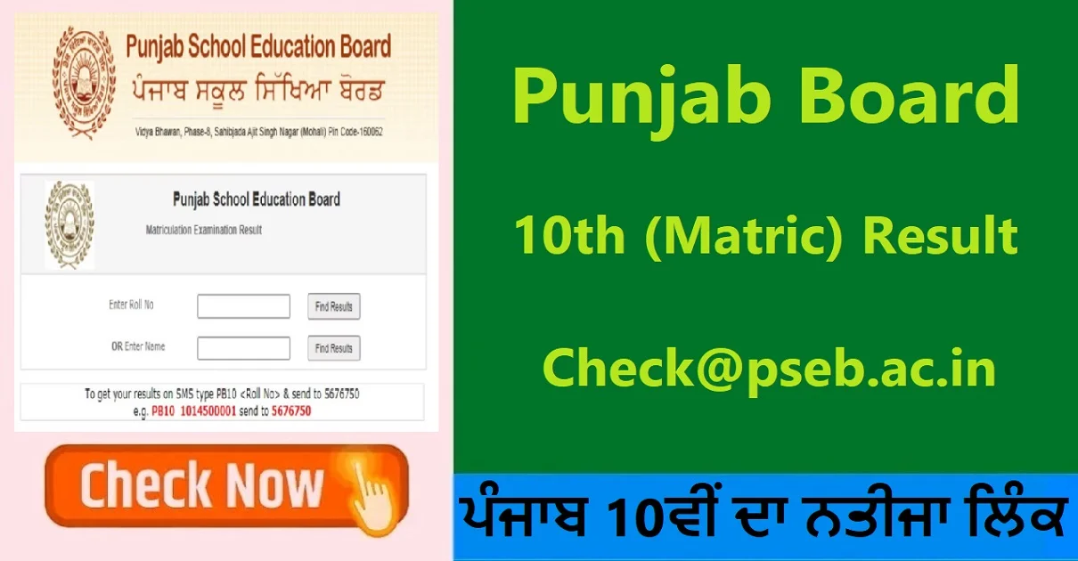 pseb.ac.in 10th result 2024 name wise