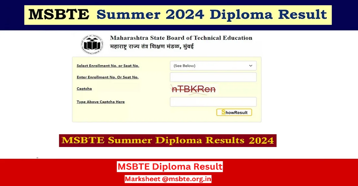 MSBTE Diploma Result Summer 2024