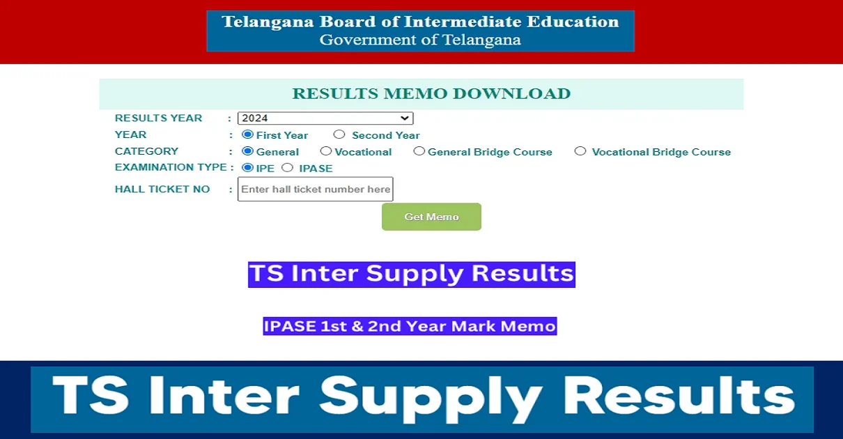 TS Inter Supplementary Results 2024 Manabadi [ OUT ] 1st & 2nd Year at